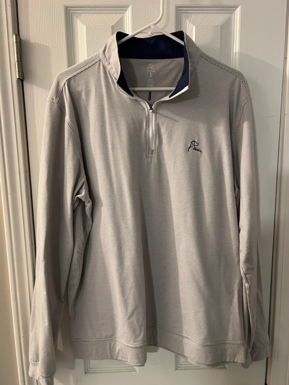 Rhoback Light Gray & Navy Quarter-Zip Pullover